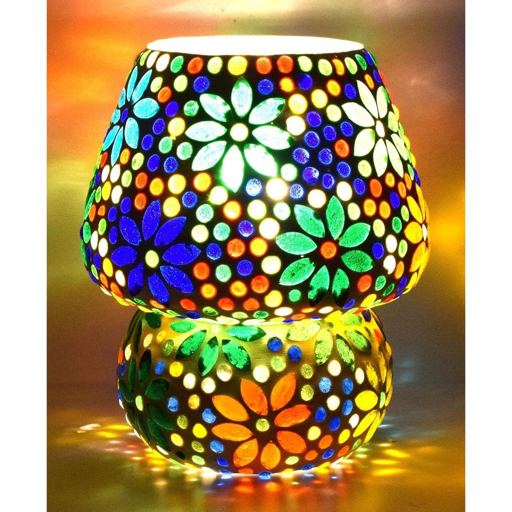 Mushroom Shaped Mosaic Glass Lamp for Home/Office/Festival Decoration (Bulb Not Included. (17 cm)
