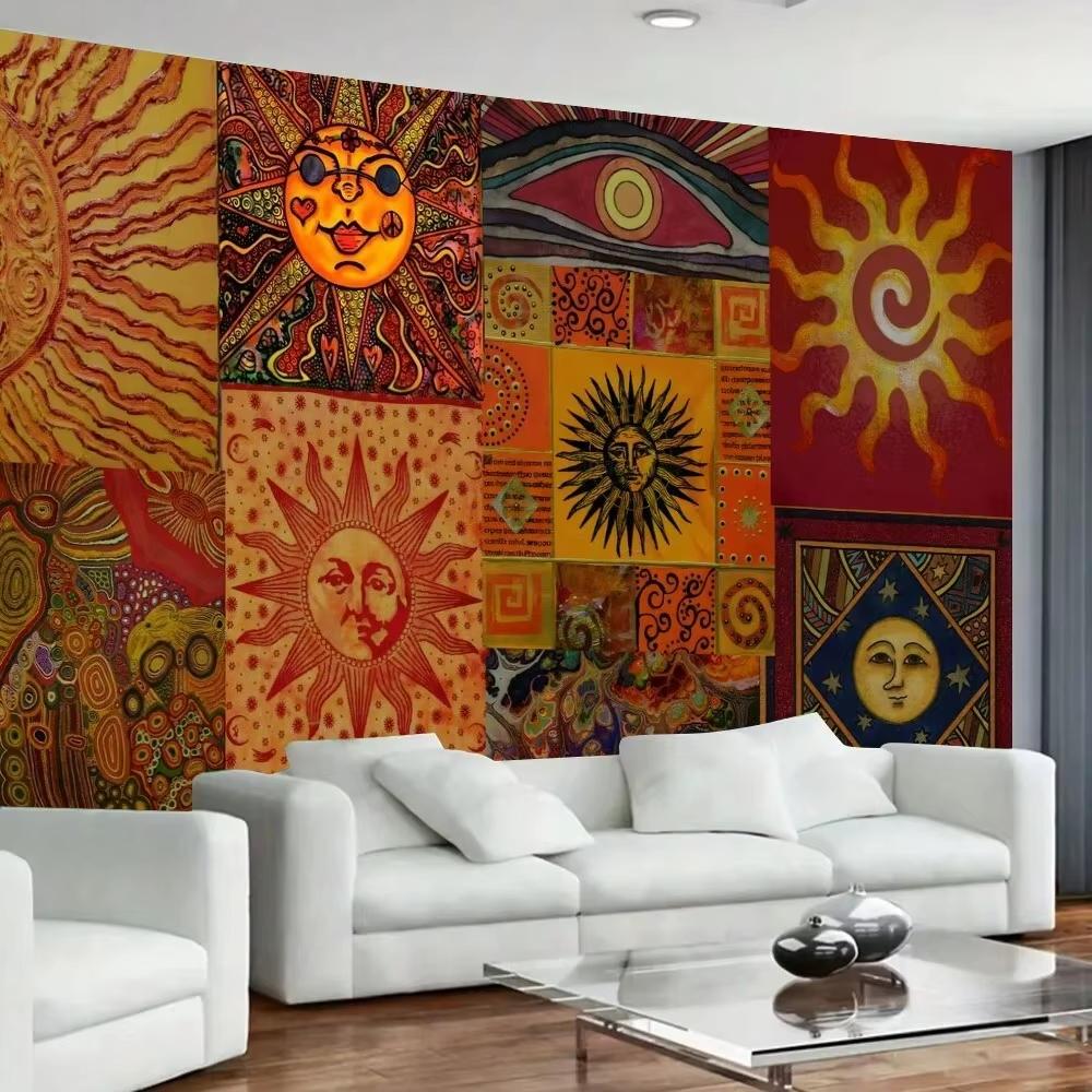 Multicolor Sun Pattern Tapestry JIT 1 Bohemian Style Wall Decor Artistic Durable for Living Room Bedroom Eclectic Home Decor