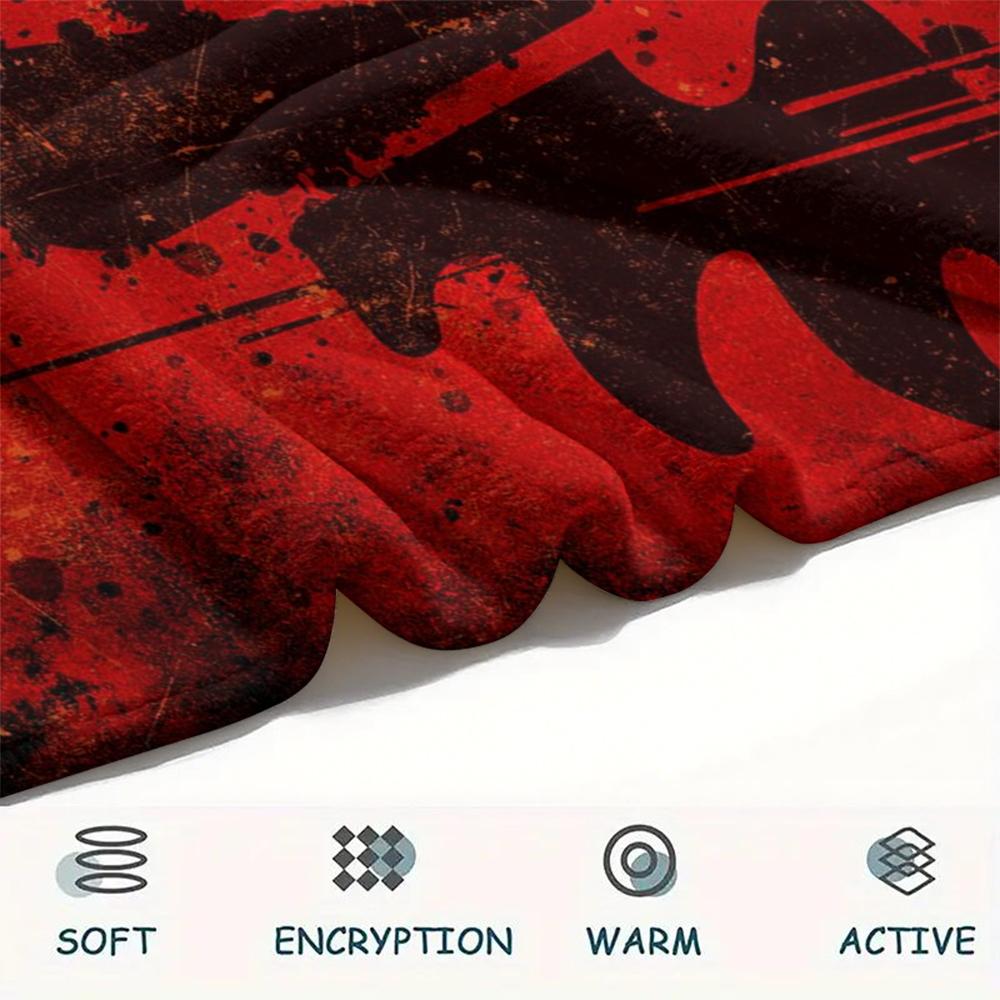 1Pc Blood Angels Cool Print Flannel Blanket, High Quality Comfortable for All Seasons, Home Decor, Warmth and Comfort, Perfect for Christmas Gifts 09