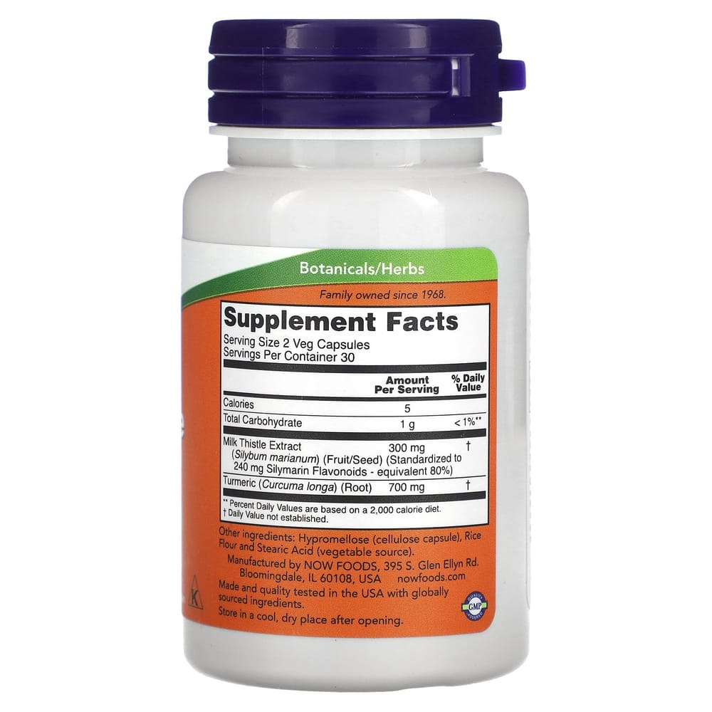Now Foods Milk Thistle Extract with Turmeric 150mg, 60 Veggie Capsules