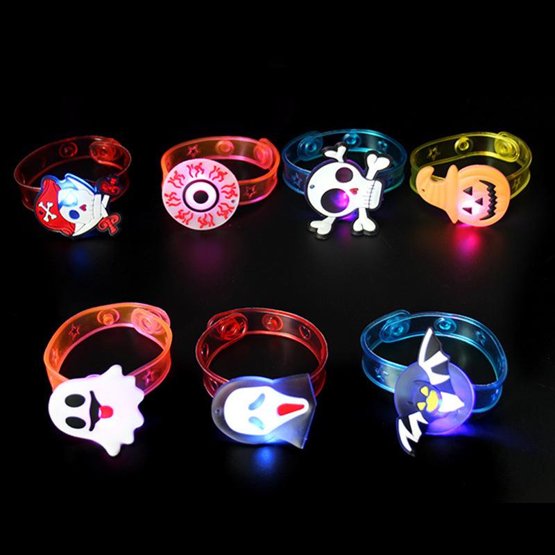 12-120PCS Halloween LED Glow Pumpkin Ring Light Up Wristband Necklace Watch Set Christmas Party Favor Accessories for Rave Night