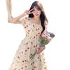 Dress women's skirt summer new long dress white floral French temperament thin small spring and autumn