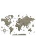 3D Wooden World Map Light Gray - Pattern XVIII Borders + Names of Countries, Capitals and States 210X130