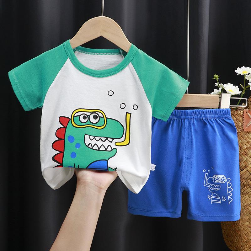 2025 Kids' Short Sleeve Summer Pajama Set - Boys and Girls Baby T-shirt and Shorts