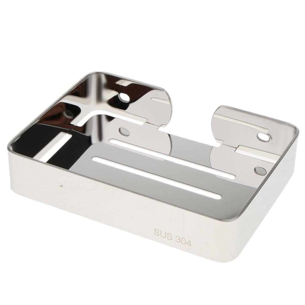 Stainless Steel Soap Holder Wall Mounted Bathroom Soap Dish Tray Drain Rack for Kitchen or Shower