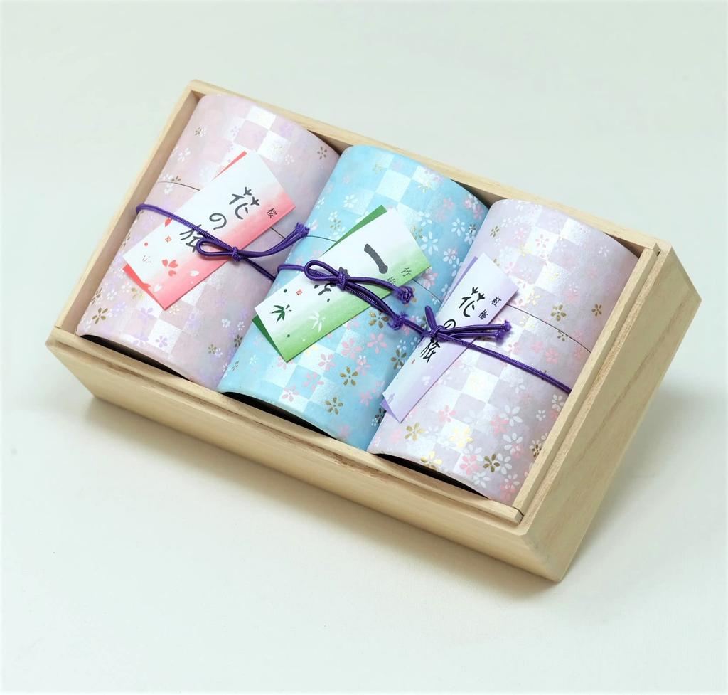 [Condolence Message Included] Incense Set [Hana no Tabi Mini Size Three-Flavor Incense] Premium Paulownia Wood Box, Low Smoke, Hana no Tabi (Red Plum