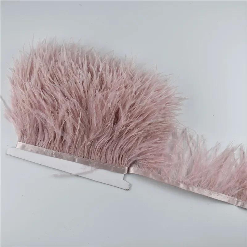 1M 5M 10Meter 8-10Cm Black Ostrich Feather  Trims Natural White Ostrich Feather For Craft Ribbon Fringe For Skirt Party Clothing