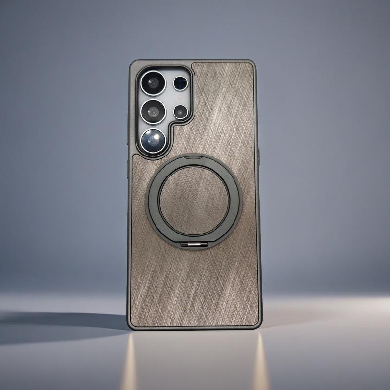 Suitable for Samsung S25ultra Mobile Phone Case Wood Grain 360 Rotating Magnetic Bracket Fashionable S25 Mobile Phone Protection Case
