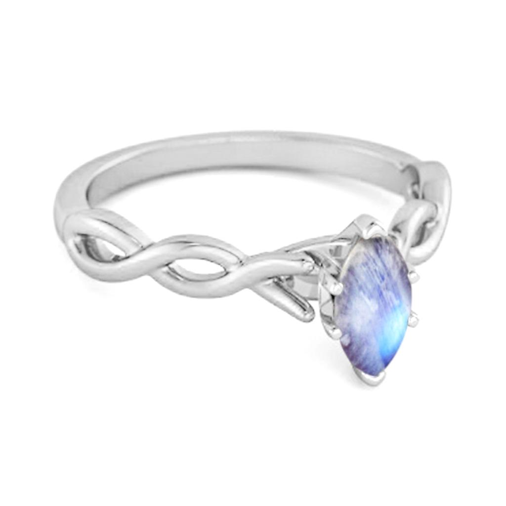 Moonstone Marquise Ring- 925 Sterling Silver
