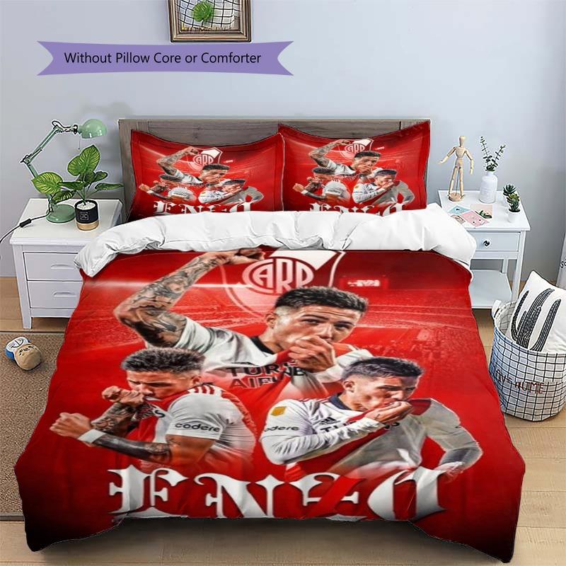 Soccer Player Enzo Red Team Collage Print 3 Pieces Duvet Cover Set Football Fan Bedding Bedroom Home Decor Without Pillow Core Comforter