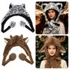 Winter Hat with Ear Flap Scarf Cartoon Deer Design Thickened Plush Ear Protection Hat Skiing Camping Travel Headwear