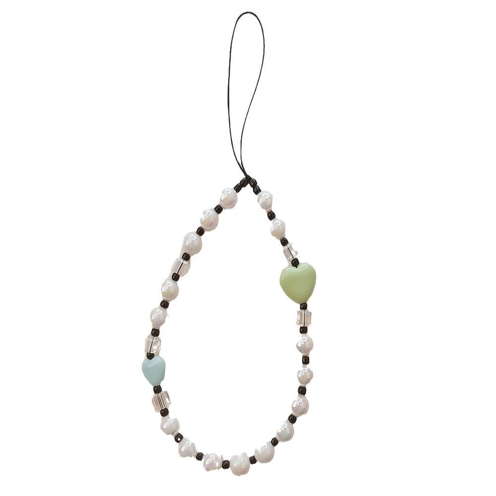 INS wind pearl chain colored love anti-lost hand carry new fashion chain short mobile phone chain