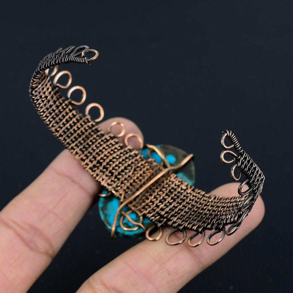 Tibetan Turquoise Bangle, 999 Copper Wire Wrapped Jewelry, Gemstone Bangle, Gift For Her Handmade Dainty Jewelry
