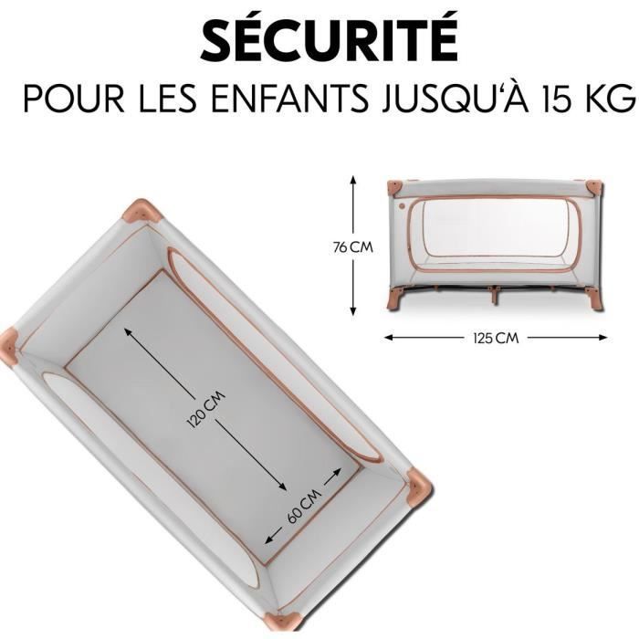 Lit de voyage - HAUCK - DREAM N PLAY PLUS - 60 x 120 cm - Dès la naissance - Pliable - Dusty Cork