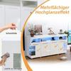 Modern Buffet, LED Illuminated Sideboard, Glass Sideboard, Living Room Buffet with 4 Doors 3 Compartments, Kitchen Cabinet,