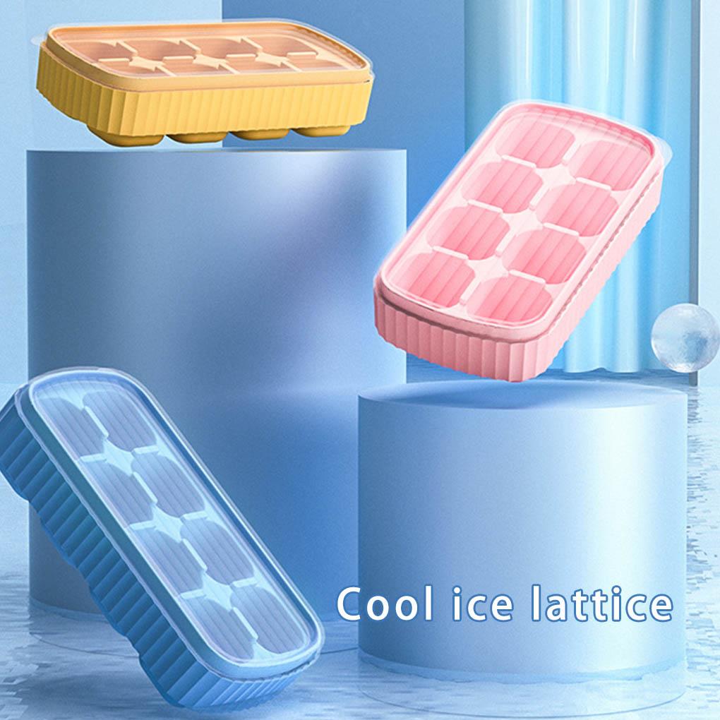 Silicone Ice Cube Tray 8 Grids Pub Blocks Maker Reusable Refrigerator Mold Press Type Square Shape Mould Home Wedding