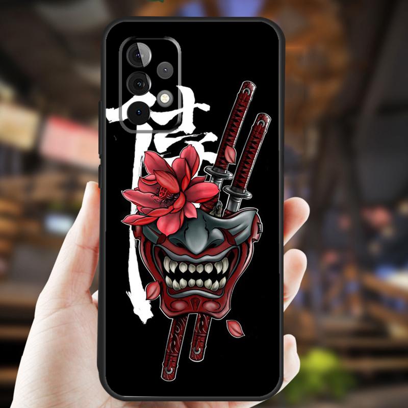 Samurai Oni Mask Case For Samsung Galaxy A26 A54 A14 A36 A16 A33 A56 A15 A55 A53 A35 A22 A32 A52 A34 A05 A06
