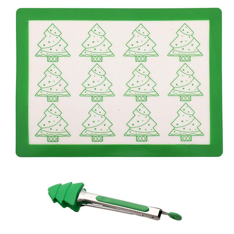 Silikon Bakematte med Juletema Sklisikker Fondantmatte Kjøkkenbenkmatte for Paideig Pizza og Kjeks Ovnskakeformmatte