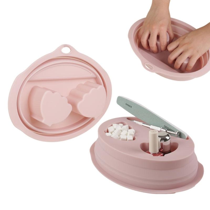 Delikatna Miska do Moczenia Rąk do Manicure Pedicure Antypoślizgowy Silikon Wodoodporny Pielęgnacja Paznokci Nail Art Łatwy w Transporcie
