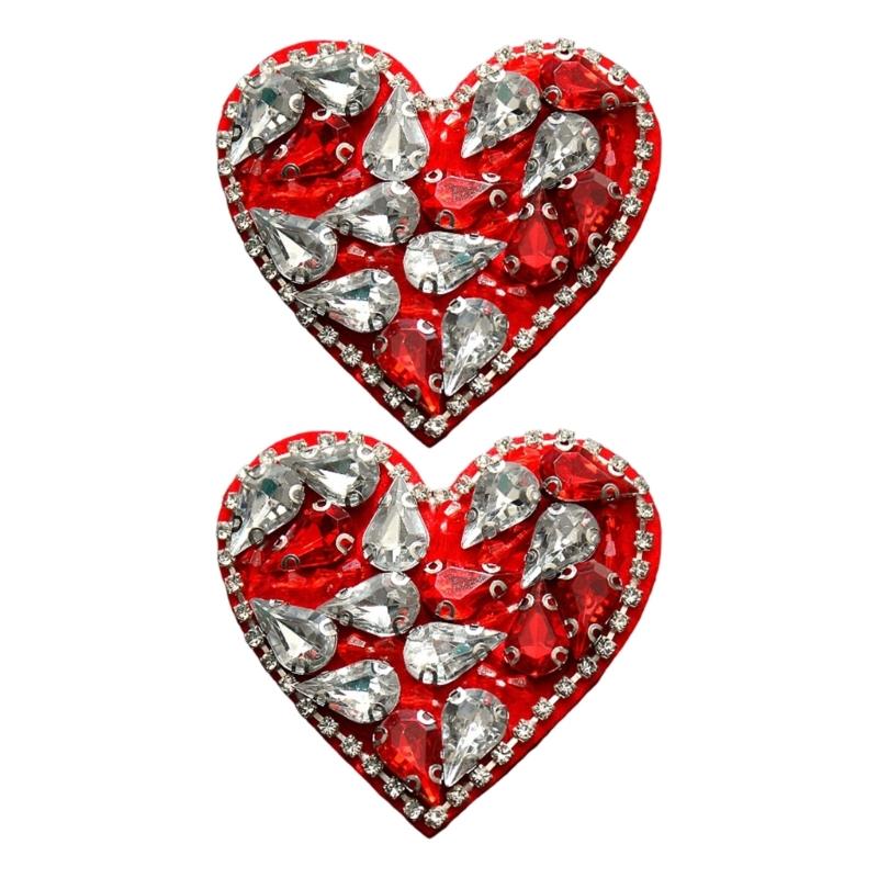 Glittering Rhinestones Heart Decoration For Fabric Improvement On Hats Bags And DIY Ideas