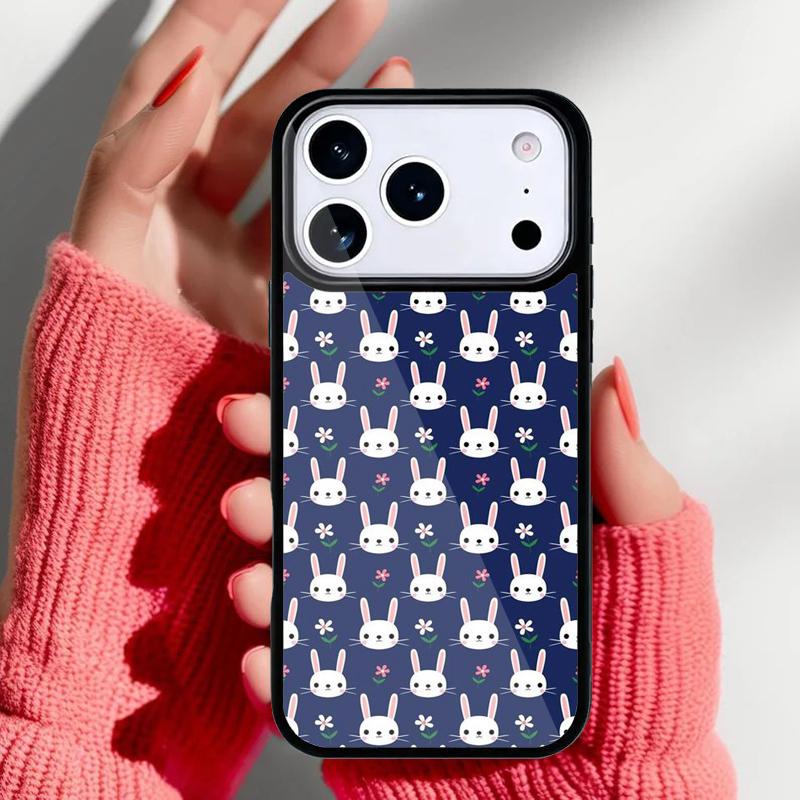 Rabbit Bunny Pattern soft Phone Case for iPhone 17 Air 16e 15 14 13 Pro Max Back Cover for 12 11 Pro Coque