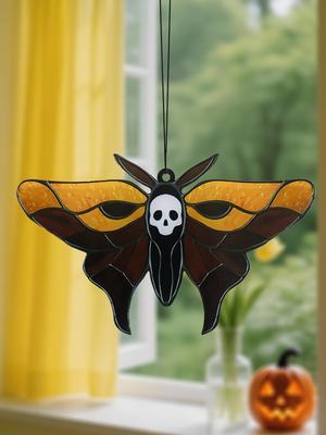 Acryl Halloween Schmetterling & Totenkopf Fensterhänger Sonnenfänger Gotische Motte Form Schlafzimmer Wohnzimmer Wanddeko Anhänger Geschenke