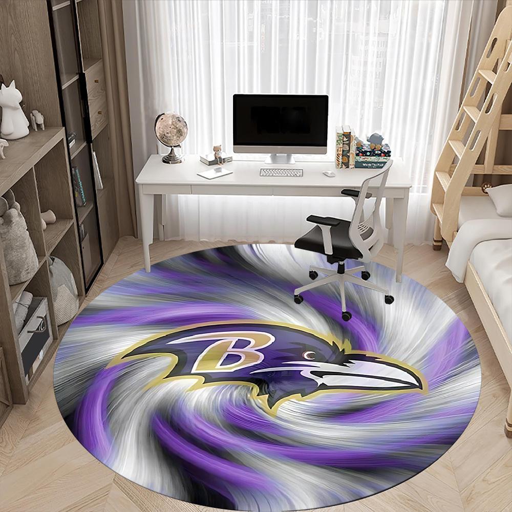 1pc Baltimore Ravens Logo Chair Carpet for Office, Non slip, Soft and Durable Office Rug for Interior Decoration