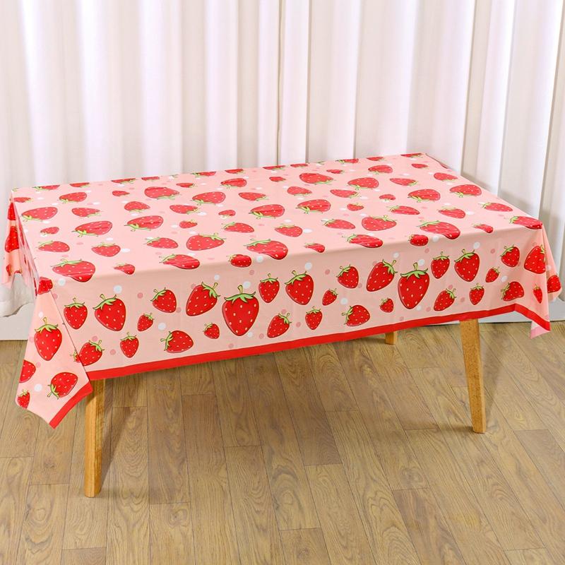 Strawberry Party Disposable Tablecloth Happy 1st Birthday Party Decoration Kids Girl Baby Shower Strawberry Wedding Supplies