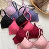 Polka Dot Wireless Push-up Bra - Women's Comfort with Two Rows of Hooks