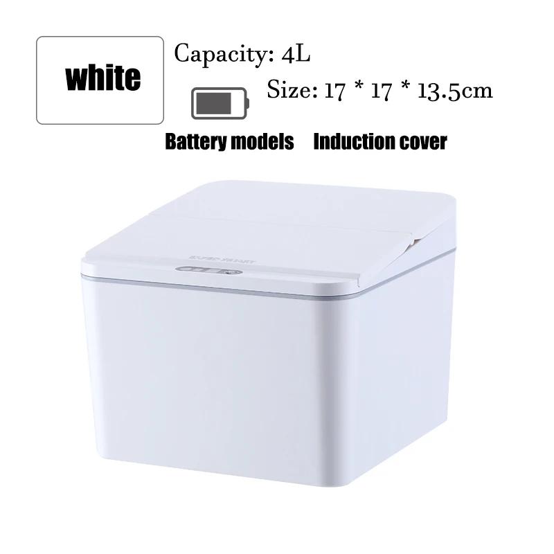 Ch 4/6L Desktop Mini Sensor Trash Can Small Countertop Trash Can with Lid Tiny Waste Basket Miniature Desk Garbage for Bathroom