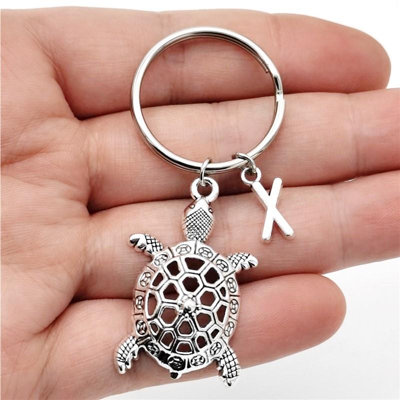 

26 букв инициала брелок черепаха кулон брелок милый черепаха брелок ювелирные изделия для любителей черепах подарки X