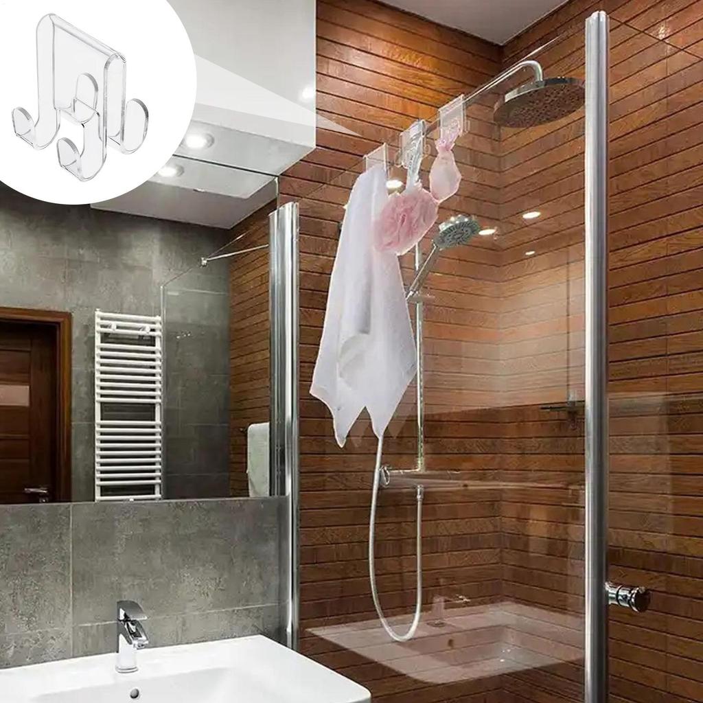1pcs Acrylic Shower Door Hook Acrylic Shower Towel Hooks Transparent Storage Tool For Washcloth Robe Clothes And Towel