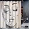 Abstract Art Shower Curtain - Polyester, Black & White Face, 12 Hooks, Machine Washable, Contemporary