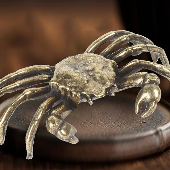 Yousheng Retro Crab/Lobster Ornaments Mini Vintage Brass Crayfish Figurine Funny Copper Shrimp Sculpture for Home Office Tea House Desktop Decor