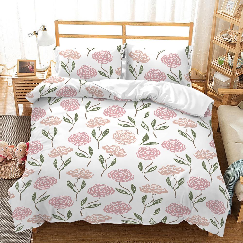 Quilt Cover Flower Floral Series Fresh 3D Quilt Cover Three-Piece Digital Kit