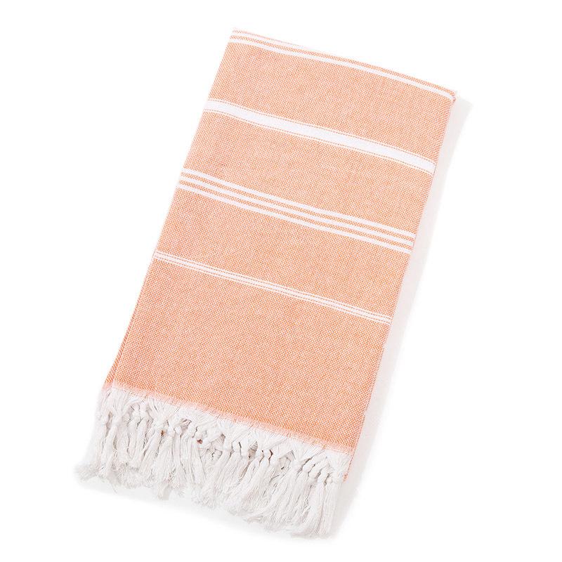 Custom Pure Cotton Turkish Striped Beach and Sauna Towel with Non-Stick Sand and Tassels for Adults