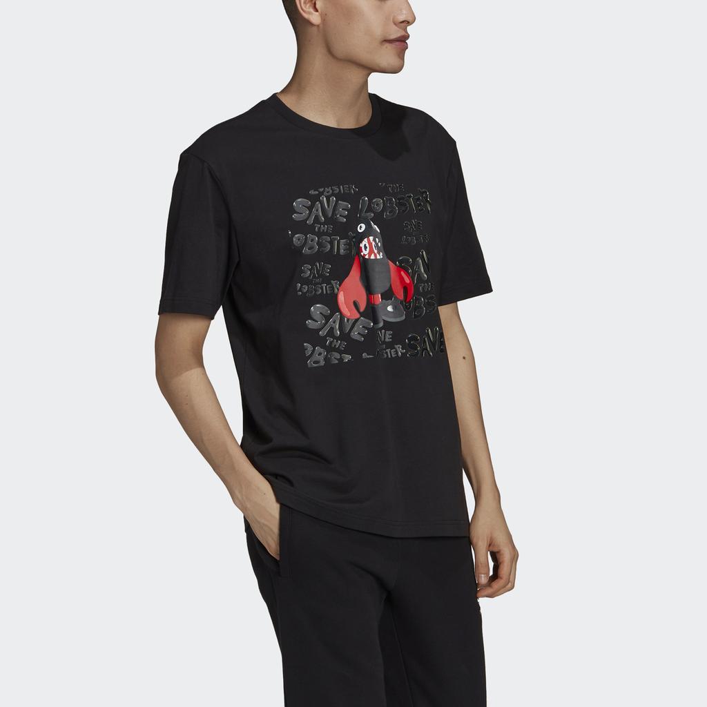 Adidas Originals Artist Tee Ss Lobster Print Crew Neck Sport Short Sleeve T-Shirt Men Tops Black HA4699