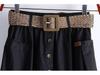 2024 Spring/Summer Korean Style Elastic High Waist A-Line Midi Skirt with Large Pockets and Slit