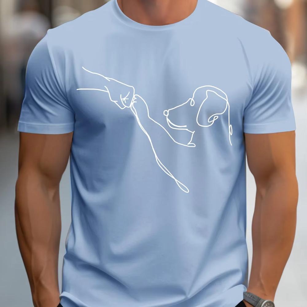 Men's Casual Sports Loose Fit Funny Dog First Print Round Neck Short Sleeved T-shirt Plus Size Top