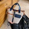 Niche Design Retro Canvas Hand-held Bucket Bag for Women's Spring and Summer New Items Ins Fashion Vegetable Basket Crossbody Bag