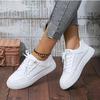 Women's/Men's All White Casual Sneakers, Breathable Lace-Up Platform Shoes, Fashion Daily Walking Sneakers for All Seasons