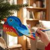 Unfinished Wooden Bird Craft Kit with Rope Handmade 3D Wood Bird Ornament with Wings Painting DIY Bird Hanging Decor