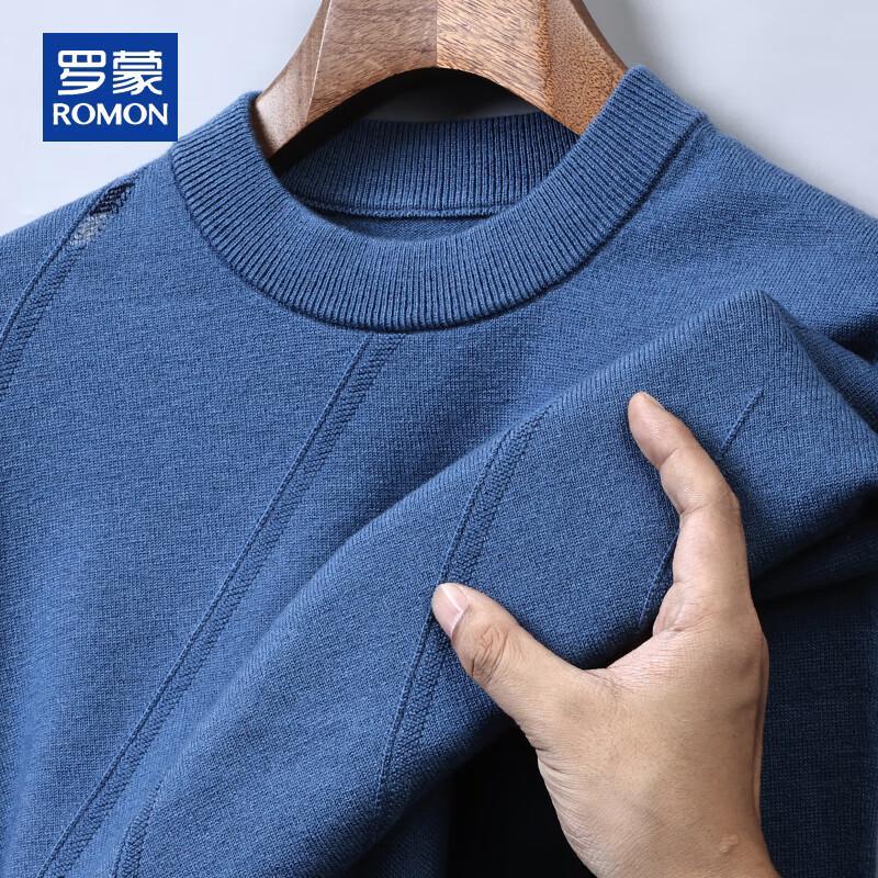 

ROMON Men s 100% Merino Wool Striped Round Neck Sweater XL