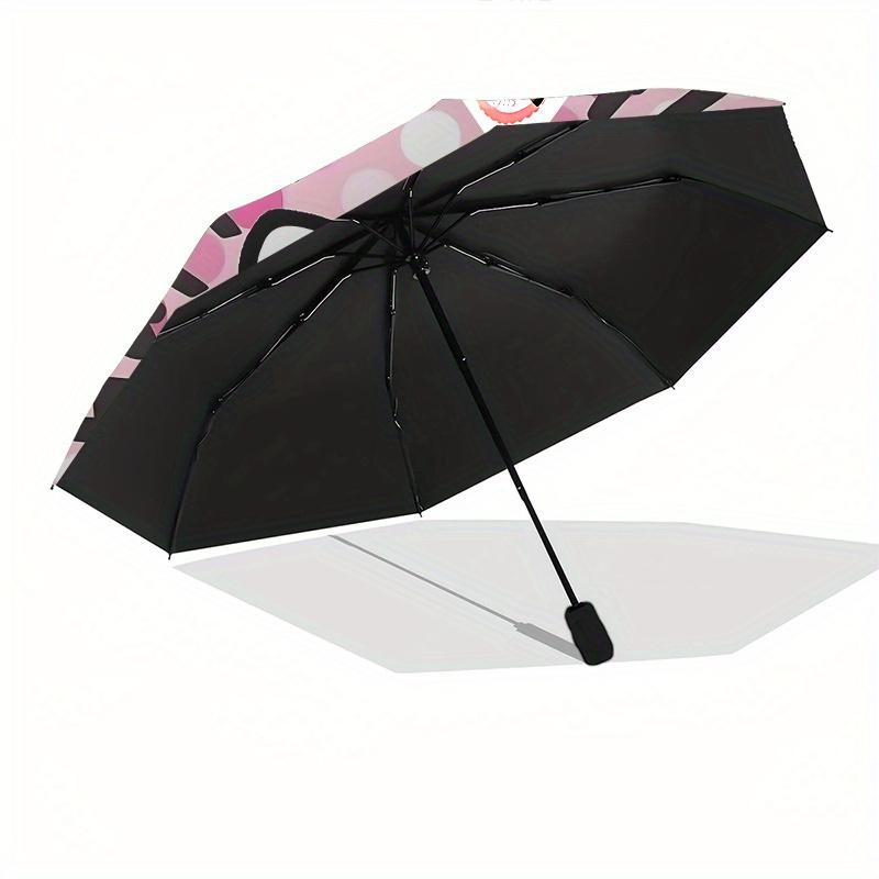 Hello Kitty, Birthday Automatic Open/Close Umbrella Cute Umbrella with Cute Design, Portable 3 Fold Compact Umbrella for Men & Women, Hallow