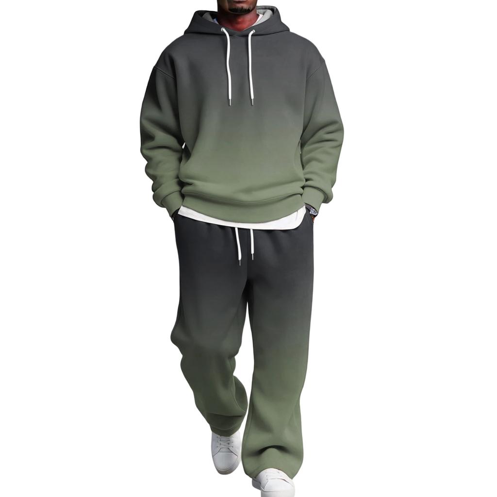 Set da uomo a 2 pezzi con felpa e pantaloni cargo con elastico in vita per abbigliamento casual