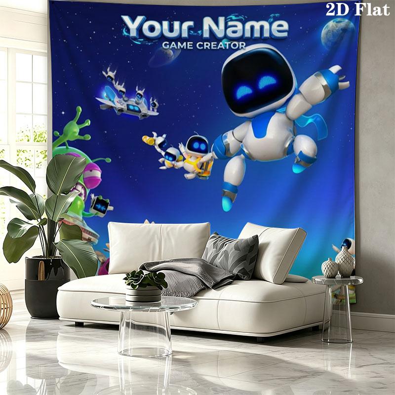 ASTRO BOT Custom Name Wall Tapestry Aesthetic Wall Hanging Printed Fabric Blanket Decorative Tapestries for Bedroom Living Room Home Decor