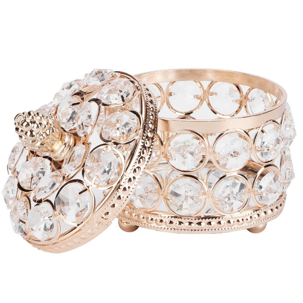 Iron Crystal Jewelry Box Electroplated Gold Jewelry Organizer Box  Women Jewelry Storage