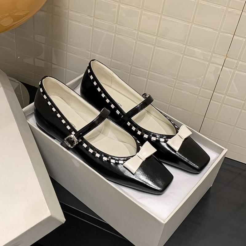 

New non-slip sheepskin single shoes women s low-heeled beef tendon sole comfortable and fashionable genuine leather women s shoes square heel foot c 39 чёрный