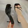 Sandals 2025 New Women's Sandals Outer Wear Toe Transparent French High Heels Summer Square Head Stiletto Fairy Slippers
