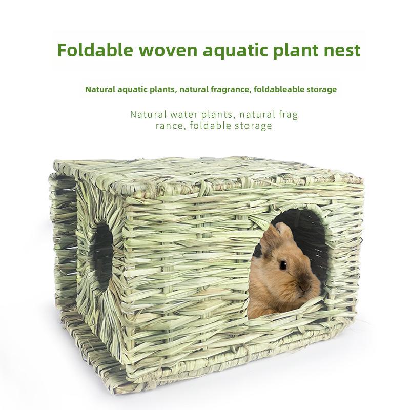 Foldable Water Grass Nest for Rabbits, Chinchillas, Guinea Pigs, and Dwarf Rabbits - Large Grass Mat Pet House